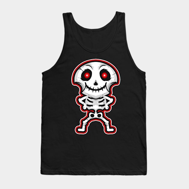 Cute Kawaii Chibi Skeleton Halloween Tank Top by SinBle